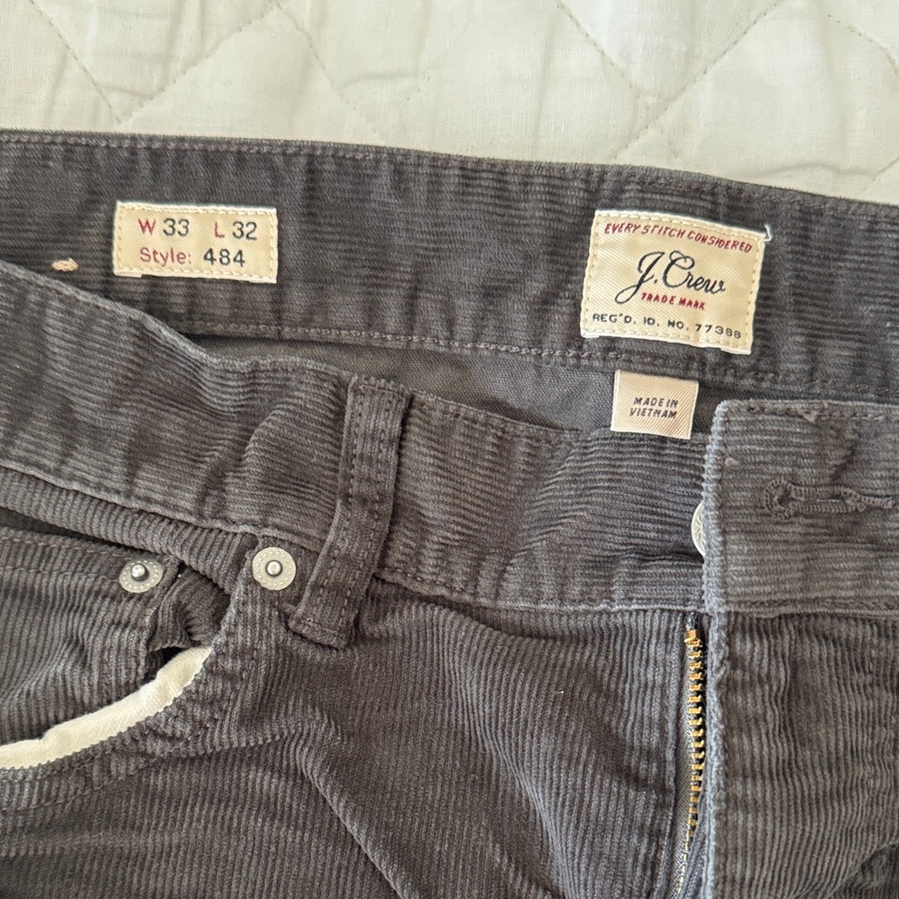 J. Crew Charcoal Corduroy Trousers